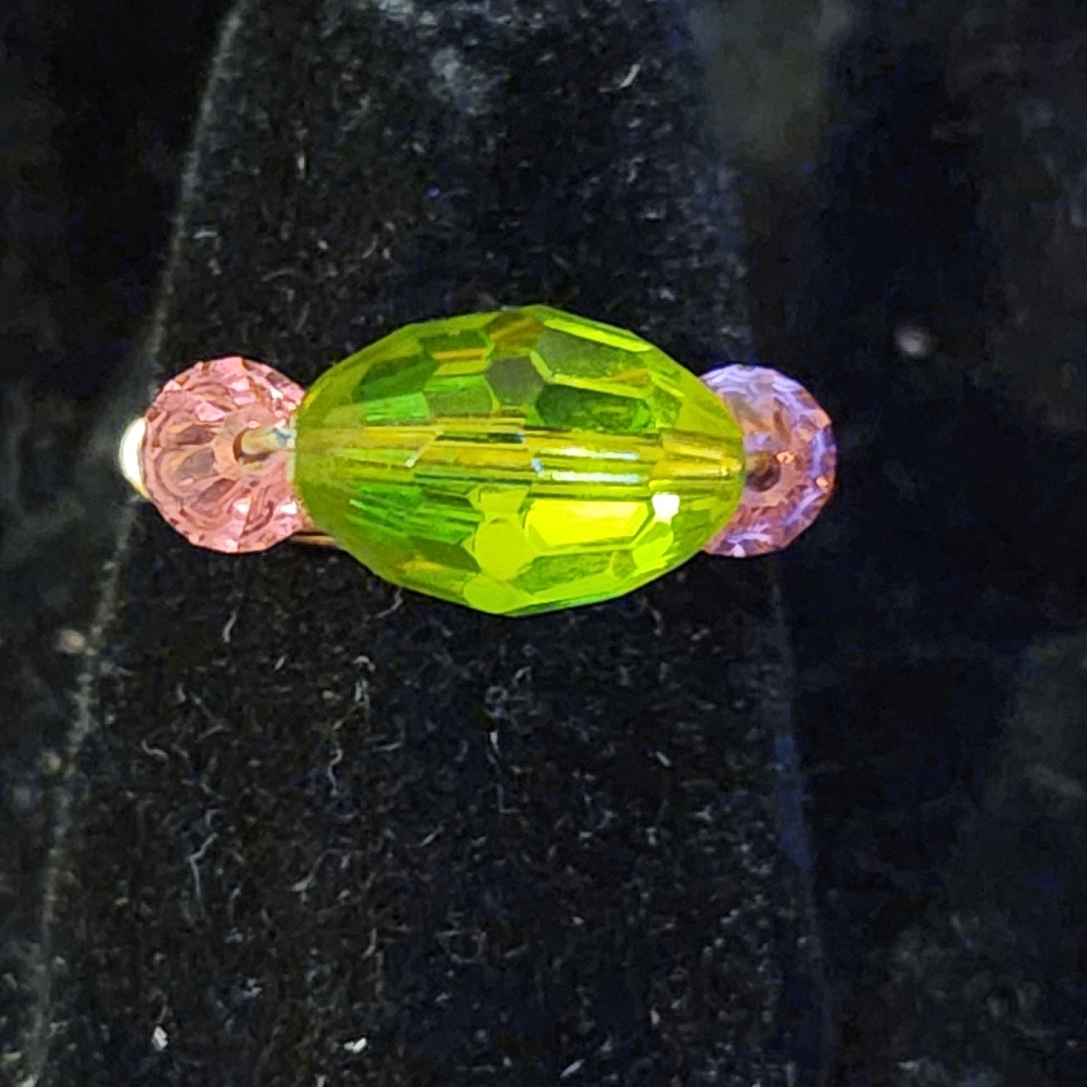 NWT Faceted Pink and green Australian Crystals Wrap Gold Ring Size 9